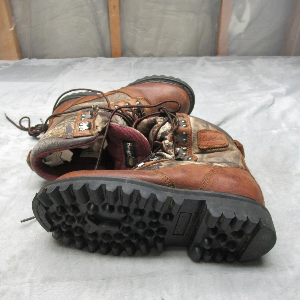 Cabelas Youth Hunting Boots 4M‎ Brown Camo Leather Insulated Outdoor Waterproof